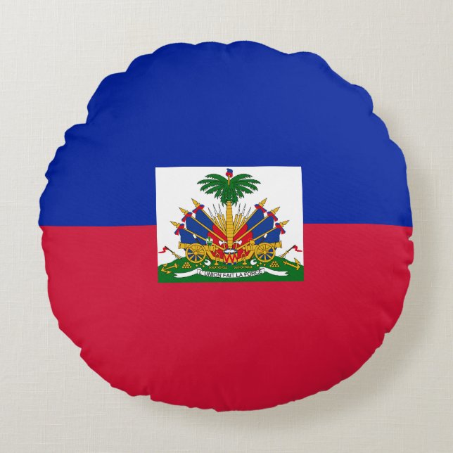 Almofada Redonda Bandeira do Haiti (Frente)