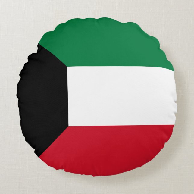 Almofada Redonda Bandeira do Kuwait (Frente)