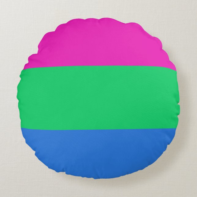 Almofada Redonda Bandeira do Orgulho Polissexual (Frente)