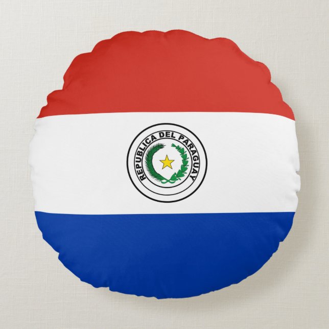 Almofada Redonda Bandeira do Paraguai (Frente)