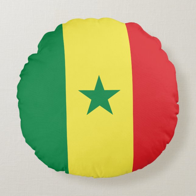 Almofada Redonda Bandeira do Senegal (Frente)