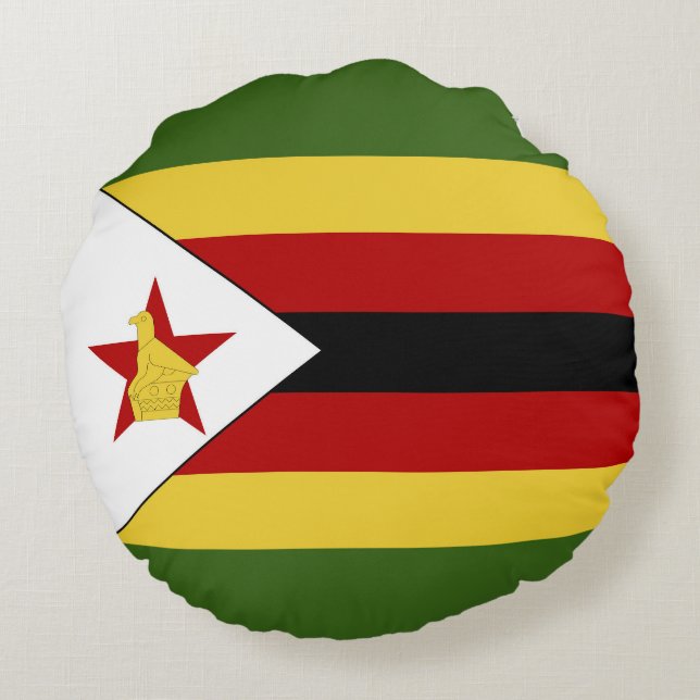 Almofada Redonda Bandeira do Zimbabué (Verso)