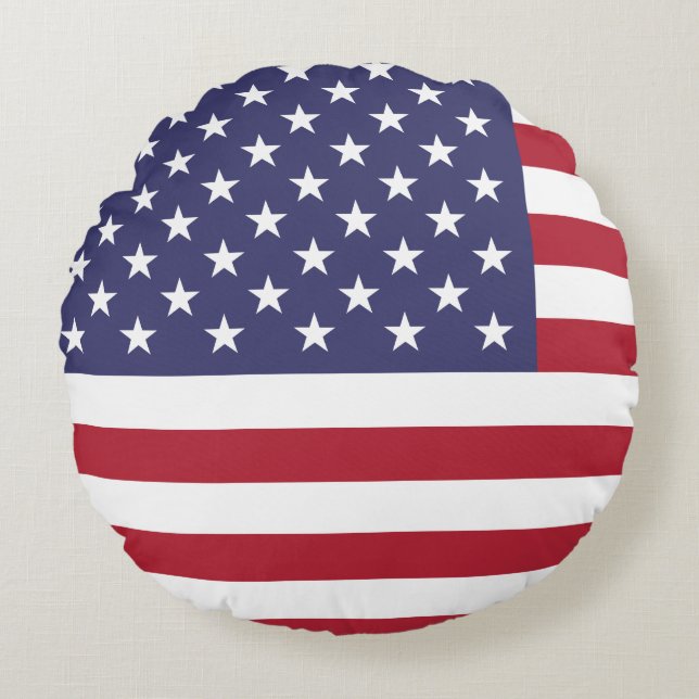 Almofada Redonda Bandeira dos Estados Unidos (Frente)