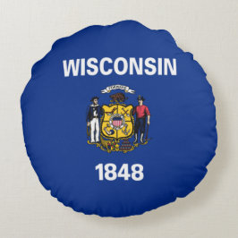 Almofada Redonda Bandeira Estadual do Wisconsin