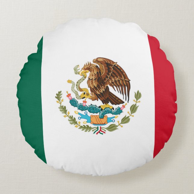 Almofada Redonda Bandeira mexicana (Frente)