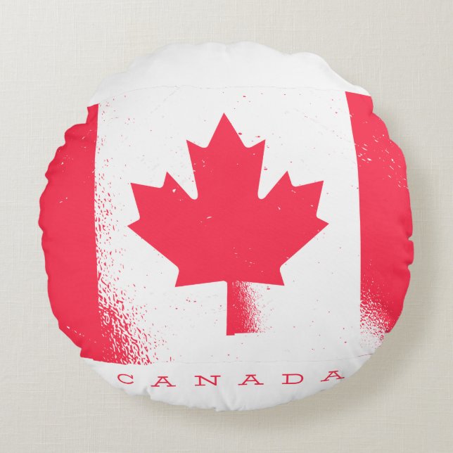 Almofada Redonda Bandeira Nacional do CANADÁ (Frente)