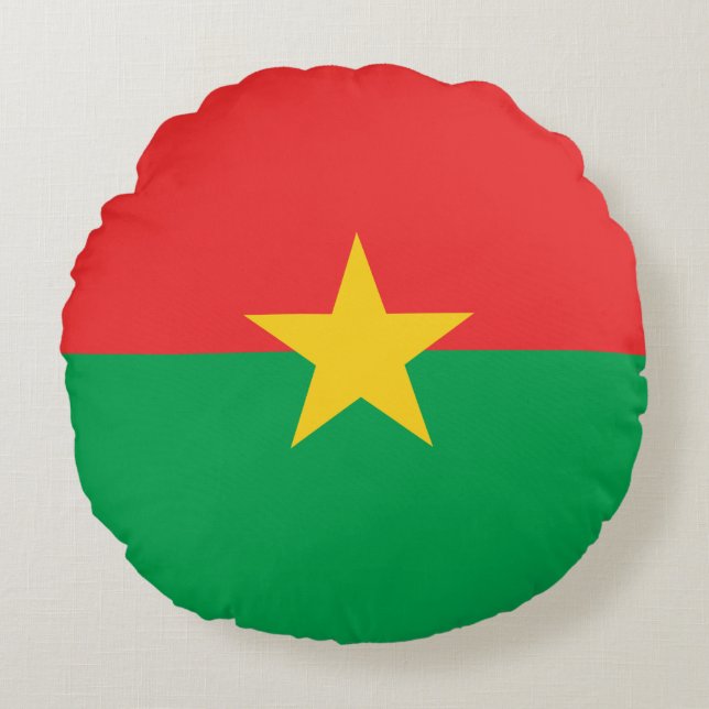 Almofada Redonda Bandeira Patriótica Burkina Faso (Frente)