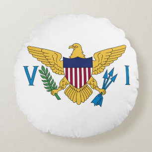 Almofada Redonda Bandeira Patriótica das Ilhas Virgens Americanas