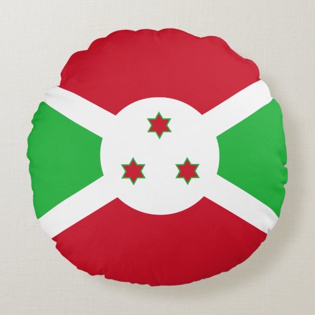 Almofada Redonda Bandeira Patriótica do Burundi (Frente)