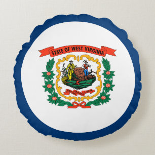 Almofada Redonda Bandeira patriótica do estado de West Virginia