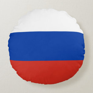 Almofada Redonda Bandeira Russa (Rússia) Travesseiro redondo