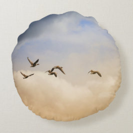 Almofada Redonda Bando de Aves em Voo