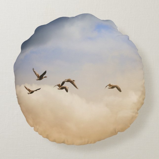Almofada Redonda Bando de Aves em Voo (Verso)
