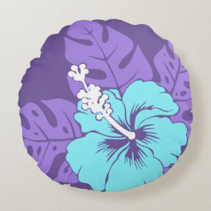 Almofada Redonda Banzai Beach Havaiano Hibiscus Reversible
