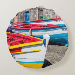 Almofada Redonda Barcos de Pesca Coloridos, Cabo Verde