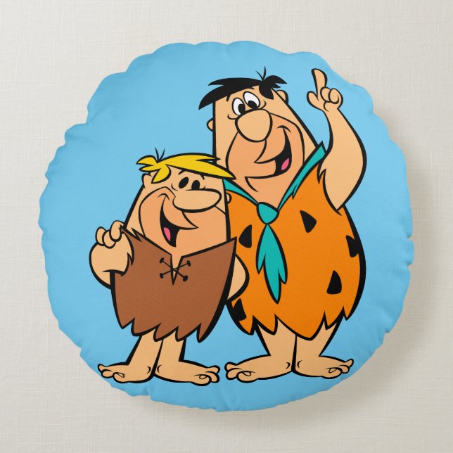 Almofada Redonda Barney Rubble e Fred Flintstone (Frente)