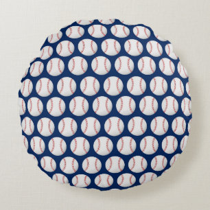 Almofada Redonda Baseball em fundo azul
