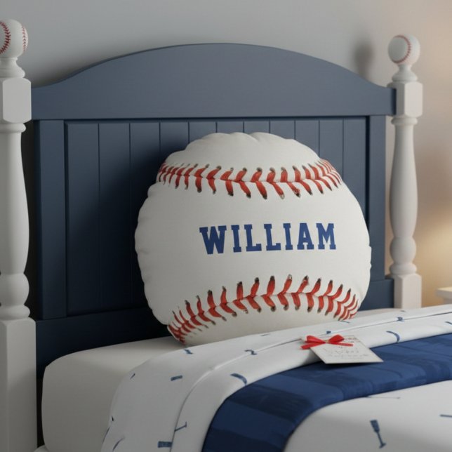 Almofada Redonda Baseball Softball Sport Name (Baseball Softball Sport Name Round Pillow
)