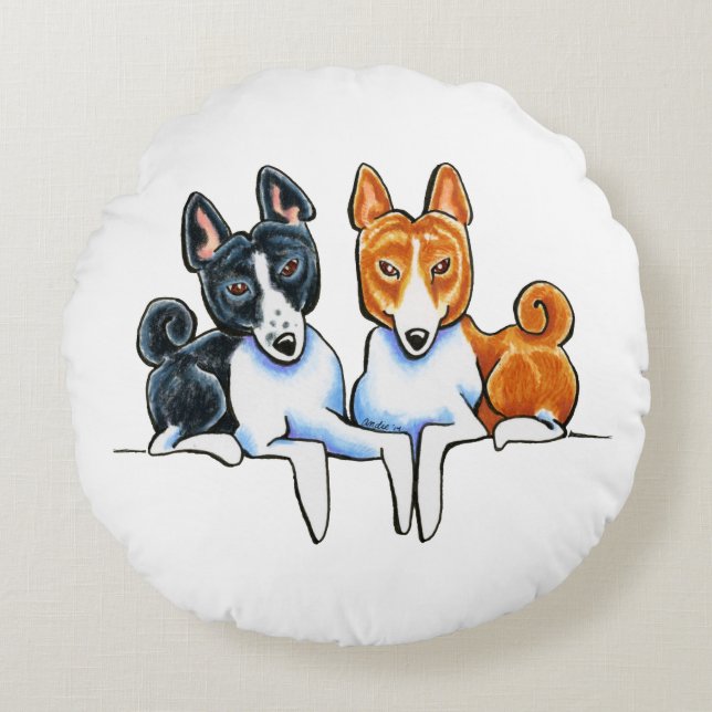 Almofada Redonda Basenji Buds (Frente)