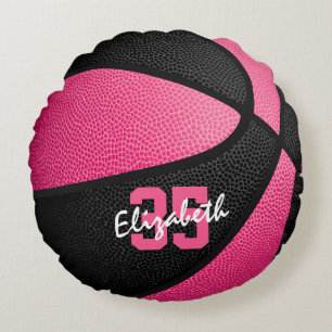 Almofada Redonda basquete esportivo preto rosa personalizado