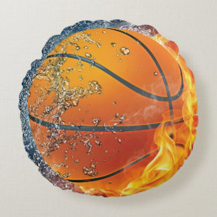 Almofada Redonda Basquete flamejante