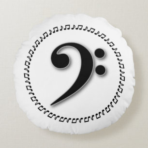 Almofada Redonda Bass Clef Music Note Design