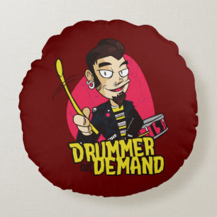 Almofada Redonda Baterista com Baquetas