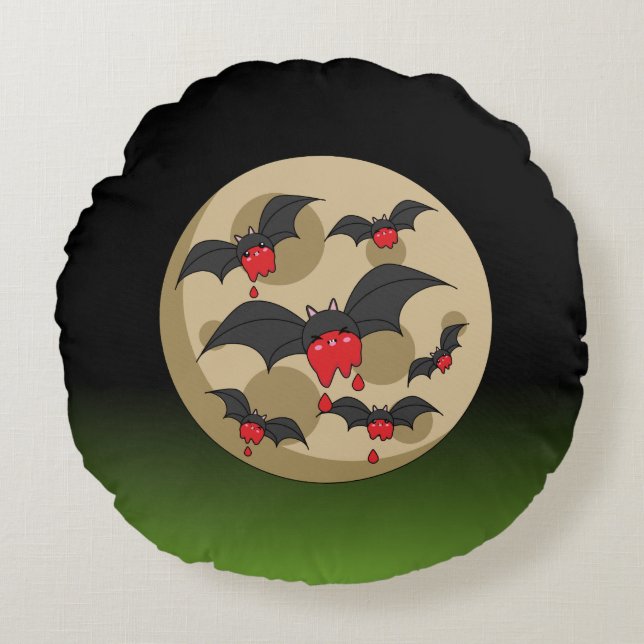 Almofada Redonda Bats De Vampiro De Comida Ketchup (Frente)