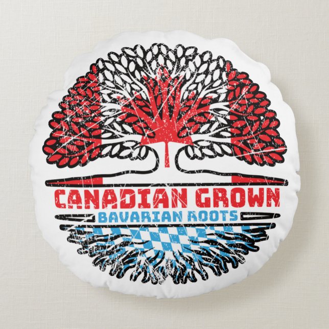 Almofada Redonda Baviera Bavarian Canada Tree Roots Flag (Frente)