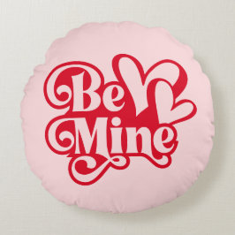 Almofada Redonda Be Mine Personalized Retro Pink Valentine