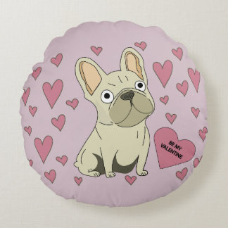 Almofada Redonda Be my Valentine, French Bulldog