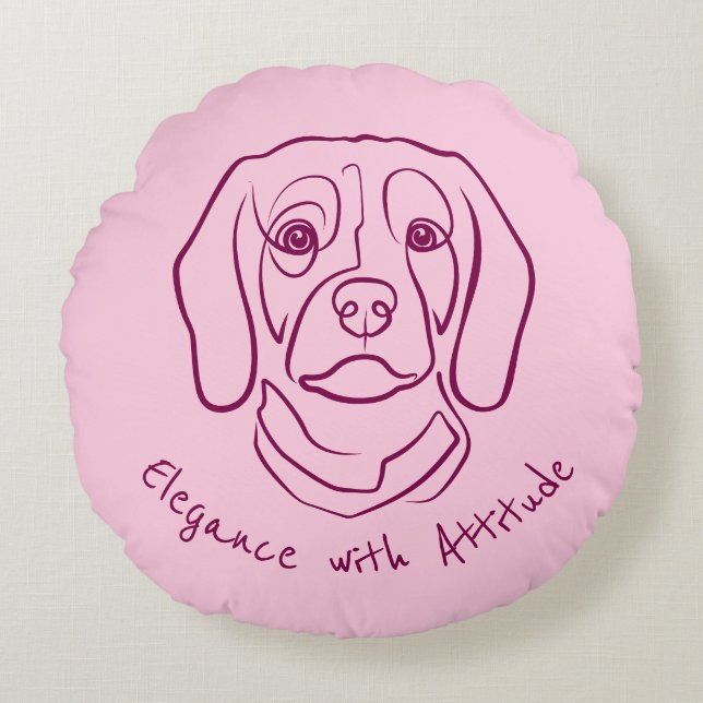 Almofada Redonda Beagle Line Art, Elegance with Attitude (Frente)