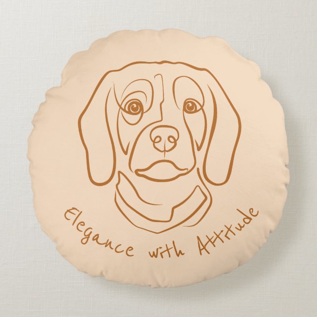 Almofada Redonda Beagle Line Art, Elegance with Attitude (Frente)