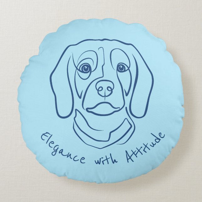 Almofada Redonda Beagle Line Art, Elegance with Attitude (Frente)