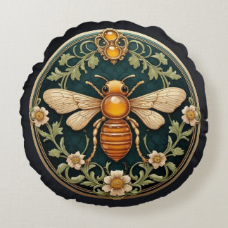 Almofada Redonda Beautiful Art Nouveau Bee