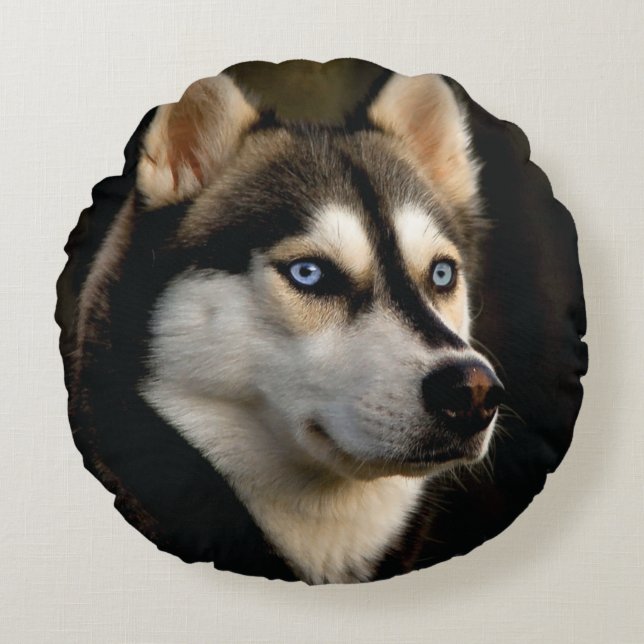 Almofada Redonda Beautiful Husky Throw Pillow (Frente)