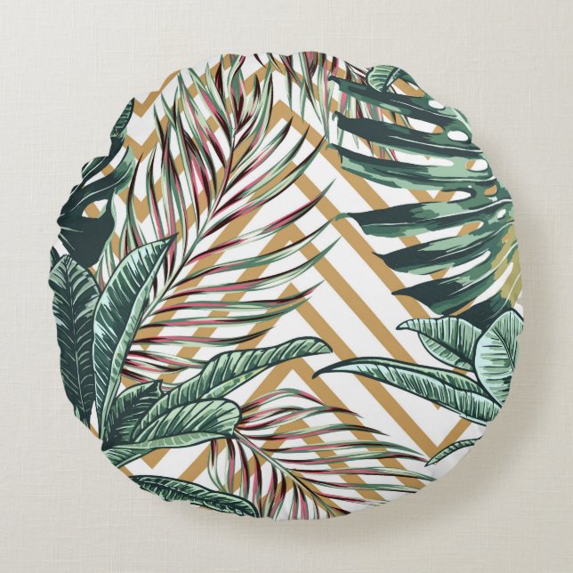 Almofada Redonda Beautiful seamless floral pattern background with  (Frente)