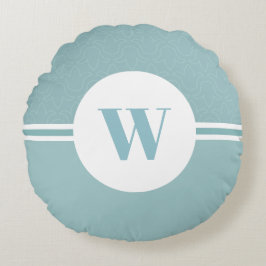 Almofada Redonda Bebê azul moderno listras monográficas personaliza