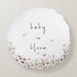 Almofada Redonda Bebê em Flor Baby Shower de Flores Silvestres