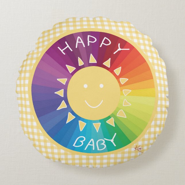 Almofada Redonda Bebê feliz (Frente)