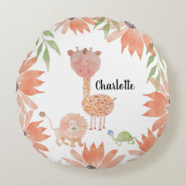 Almofada Redonda Bebê Girafa Molercola Aquosa Monograma pintado À M