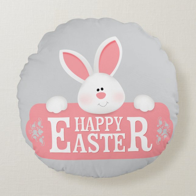 Almofada Redonda Bebê Páscoa Adorável - 🐰 fofo e confortável 🥚 (Frente)
