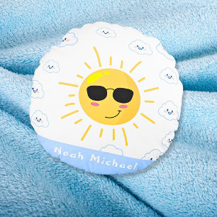 Almofada Redonda Bebê Personalizado Sol e Nuvem Fofo