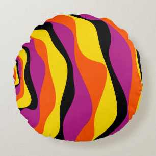 Almofada Redonda Bei e Fluxo 4 - Preto, Rosa, Laranja e Amarelo