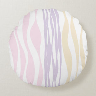 Almofada Redonda Bei e Fluxo - Pink Pastel, Amarelo e Roxo