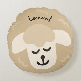 Almofada Redonda Beiges Schaf - personalisierbares Kinderkissen