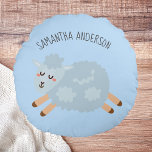 Almofada Redonda Bela Moderna Pastel Blue Sheep E Kid Name<br><div class="desc">Bela Moderna Pastel Blue Sheep E Kid Name</div>