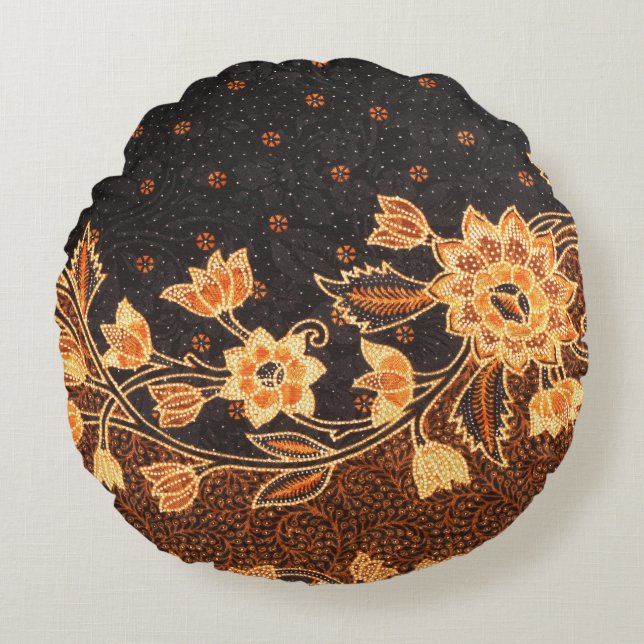 Almofada Redonda Beleza de Batik, Indonésia malaia (Frente)
