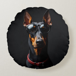 Almofada Redonda belo assento de doberman