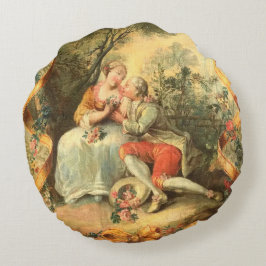 Almofada Redonda Belo Casal Romântico Rococo